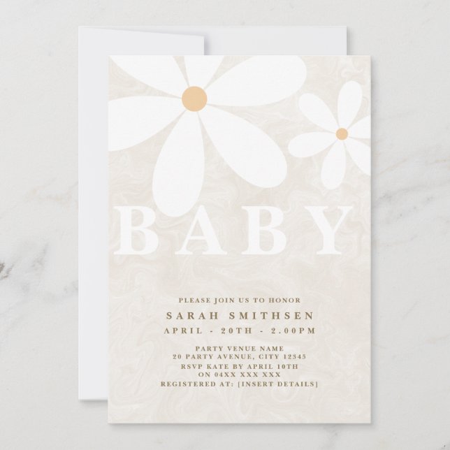 Invitation Daisy Garden Baby Modèle neutre pour les sexes (Devant)