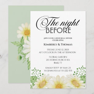 Invitation Daisy la nuit avant le dîner de répétition invitat