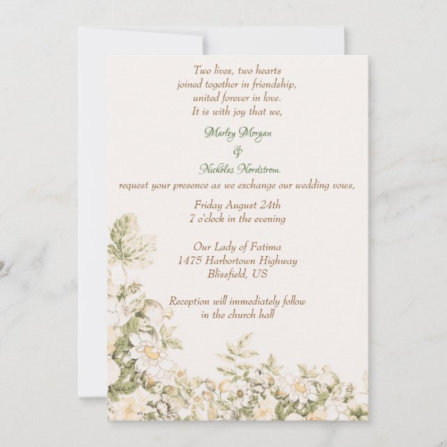 Invitation Daisy, Lily de la Vallée sur Ecru Mariage (Devant)