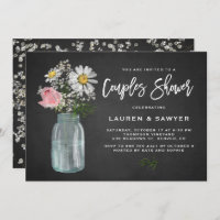 Daisy Mason Jar Chalkboard Rustique Couples Douche