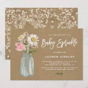 Invitation Daisy Mason Jar Kraft Papier Automne Baby Sprinkel