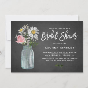 Invitation Daisy Mason Jar Rustic Chalkboard Fête des mariées