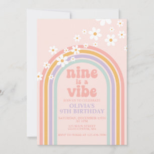 Invitation Daisy Nine est un Vibe Pastel arc-en-ciel 9e anniv