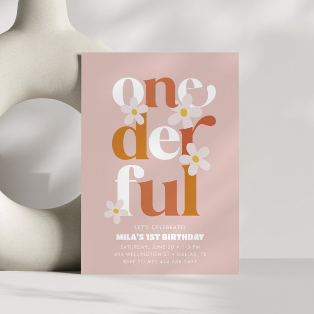 Invitation Daisy Onederful moderne Boho 1er anniversaire (Créateur téléchargé)