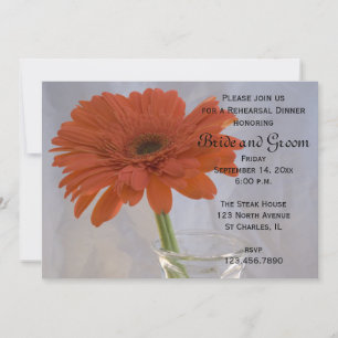Invitation Daisy Orange dans Vase Dîner de répétition Mariage