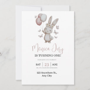 Invitation Daisy & Papillons Lapin Floral