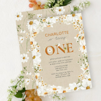 Invitation Daisy tourne un Terracotta 1er anniversaire