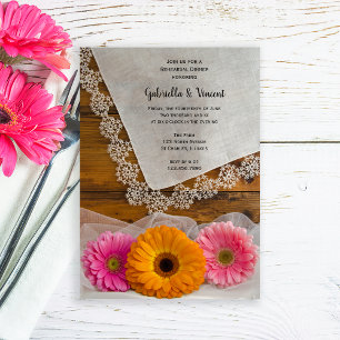 Invitation Daisy Trio Dentelle Mariage campagnard Dîner de ré