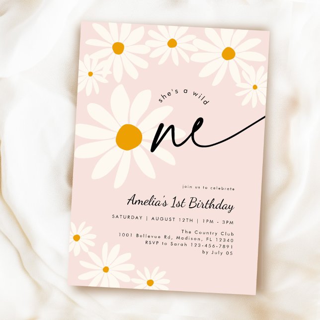 Invitation Daisy Wild One 1er Anniversaire (Créateur téléchargé)