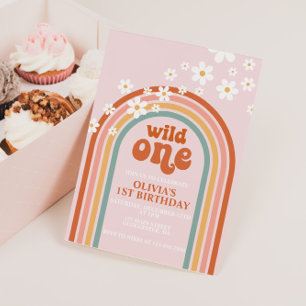 Invitation Daisy Wild One bohème floral arc-en-ciel premier a