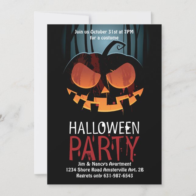Invitation d'alerte de Halloween (Devant)