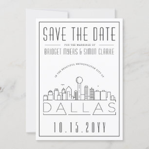 Invitation Dallas Mariage Style de la ligne d'horizon Enregis