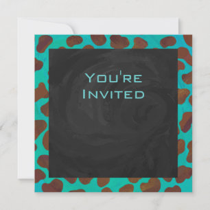 Invitation Dalmatie Brown et Turquoise avec Monogramme