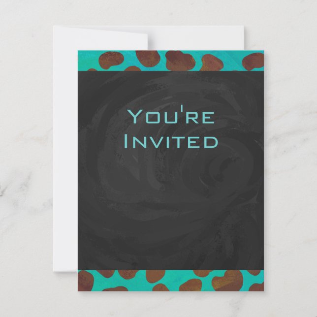 Invitation Dalmatie Brown et Turquoise avec Monogramme (Devant)