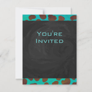 Invitation Dalmatie Brown et Turquoise avec Monogramme