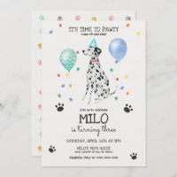 Dalmatie laisse Pawty Chien Anniversaire Invitatio