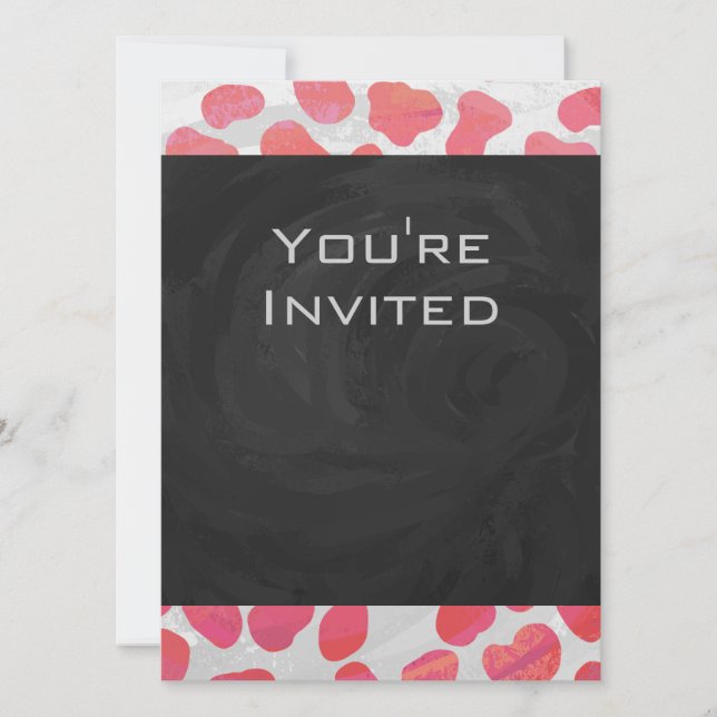 Invitation Dalmatie rose et blanc avec monogramme (Devant)