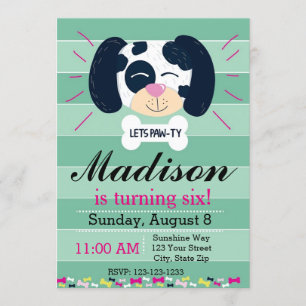 Invitation dalmatienne d'anniversaire (rayures