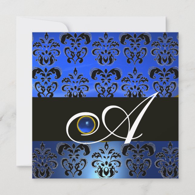 INVITATION DAMAS BLEU NOIR MONOGRAMME SAPPHIR (Devant)