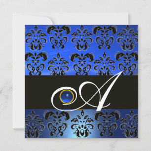 INVITATION DAMAS BLEU NOIR MONOGRAMME SAPPHIR