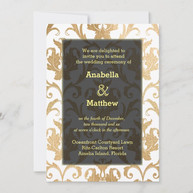Invitation Damas de tourbillons d'or (Devant)