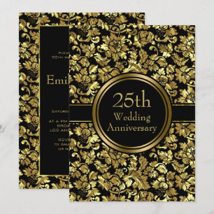 Invitation Damas d'or sur Arrière - plan noir