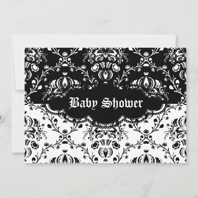 Invitation Damas gothique noir et blanc (Devant)