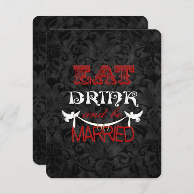 Invitation Damas mariage avec colombes (Devant / Derrière)