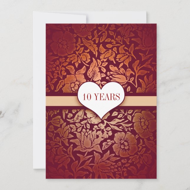 invitation damas rouge pour 10 ans de mariage (Devant)