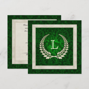 Invitation Damas vert émeraude avec bordure de perle