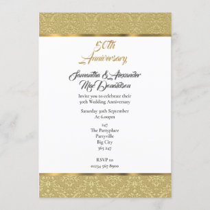Invitation Damask doré vintage pour les 50 ans de mariage