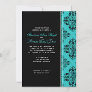 Invitation Damask en bleu