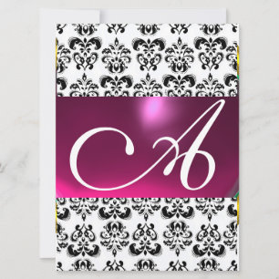 Invitation DAMASK GEM MONOGRAM rose blanc