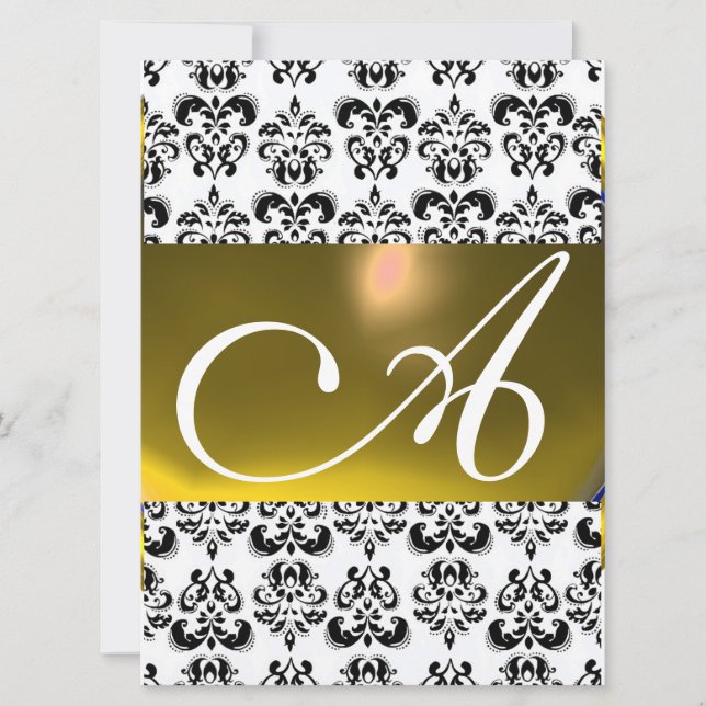 Invitation DAMASK GEM MONOGRAS jaune blanc (Devant)
