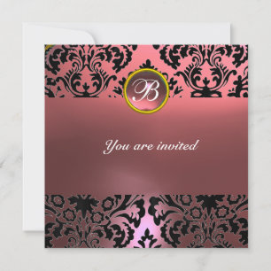 Invitation DAMASK GEM PIERRE MONOGRAMME rose