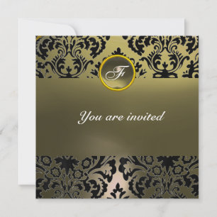 Invitation DAMASK GEM STONE MONOGRAM gris