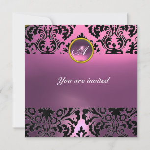 Invitation DAMASK GEM STONE MONOGRAM rose violet