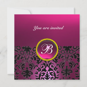 Invitation DAMASK GEM STONE MONOGRAM rubis rouge