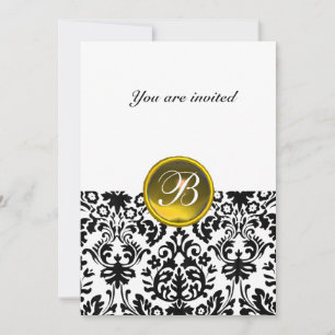 Invitation DAMASK GEM STONE MONOGRAM topaz jaune foncé blanc