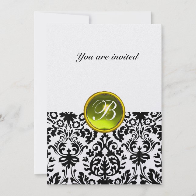Invitation DAMASK GEM STONE MONOGRAM topaz jaune glace (Devant)