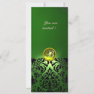 Invitation DAMASK GEM STONE MONOGRAMME vert jaune