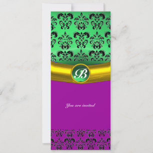 Invitation DAMASK GEM STONE vert MONOGRAMME
