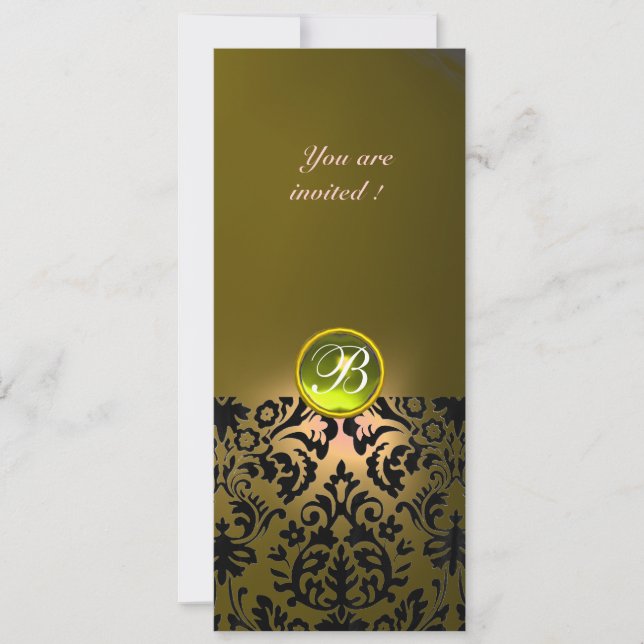 Invitation DAMASK GEMME PIERRE MONOGRAMME jaune (Devant)