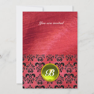 Invitation DAMASK GEMME PIERRE MONOGRAMME soie violette
