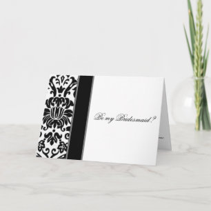 Invitation Damask noir blanc et gris être ma demoiselle