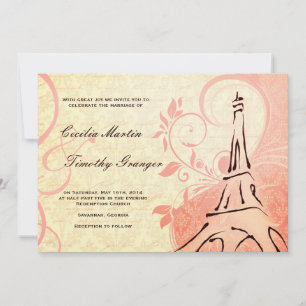 Invitation Damask Parisienne - Mariage rose et crème