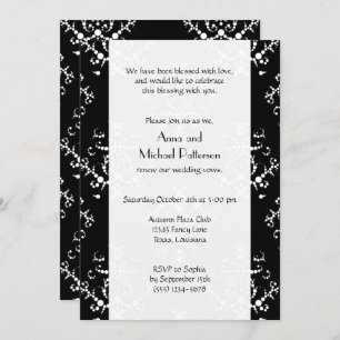 Invitation Damask Pattern, Black and White, Vow Renewal