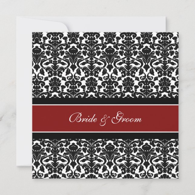Invitation Damassé blanche noire rouge d'invitations de (Devant)