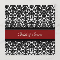 Damassé blanche noire rouge d'invitations de