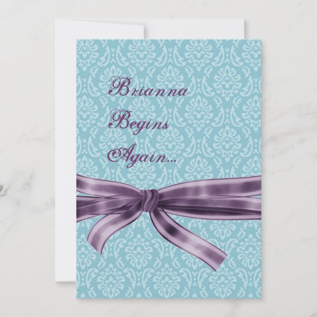 Invitation Damassé bleue et pourpre de célébration de divorce (Devant)